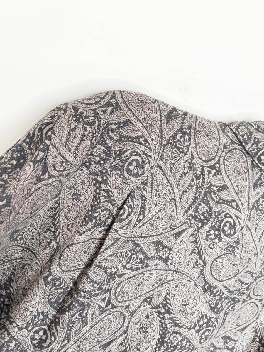 taso elba island linen - silk paisley full button resort shirt - good market thrift store