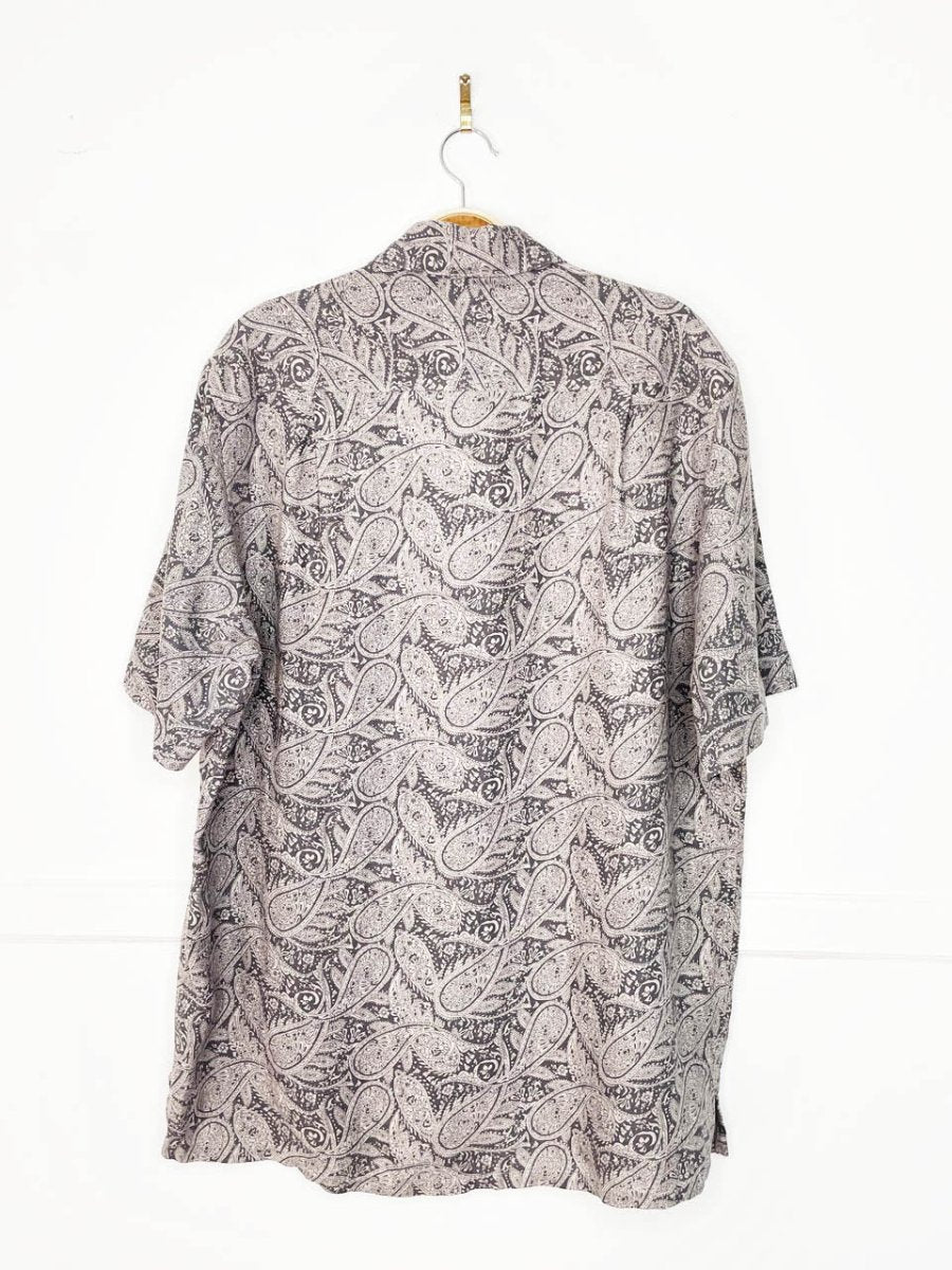 taso elba island linen - silk paisley full button resort shirt - good market thrift store