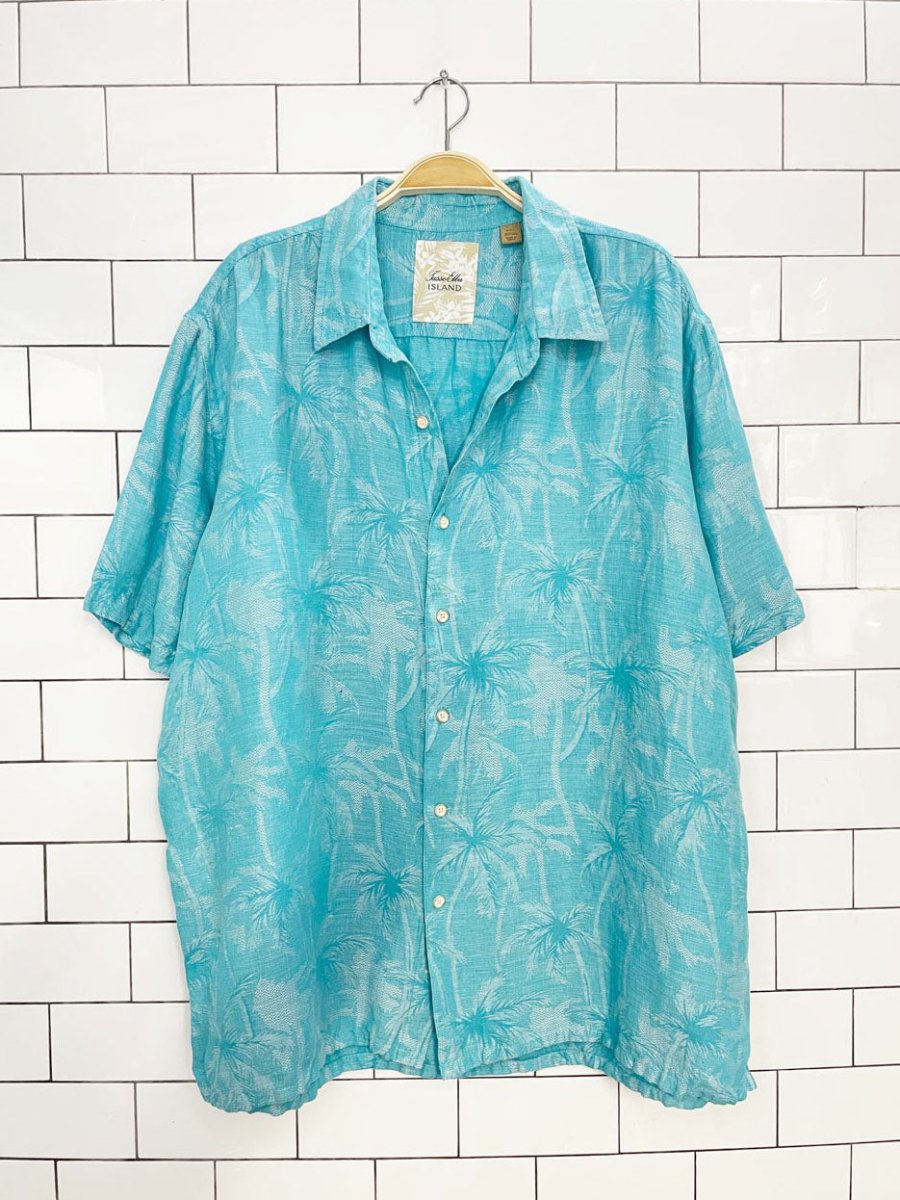 tasso ella island silk-linen full button resort shirt - good market thrift store