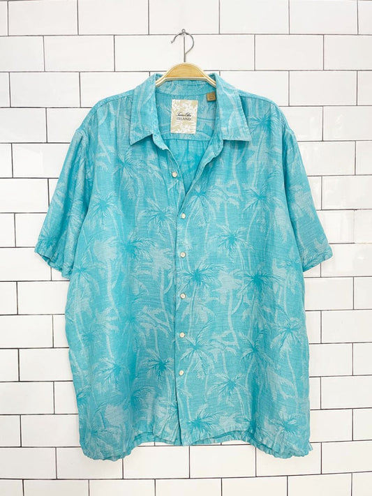 tasso ella island silk-linen full button resort shirt - good market thrift store