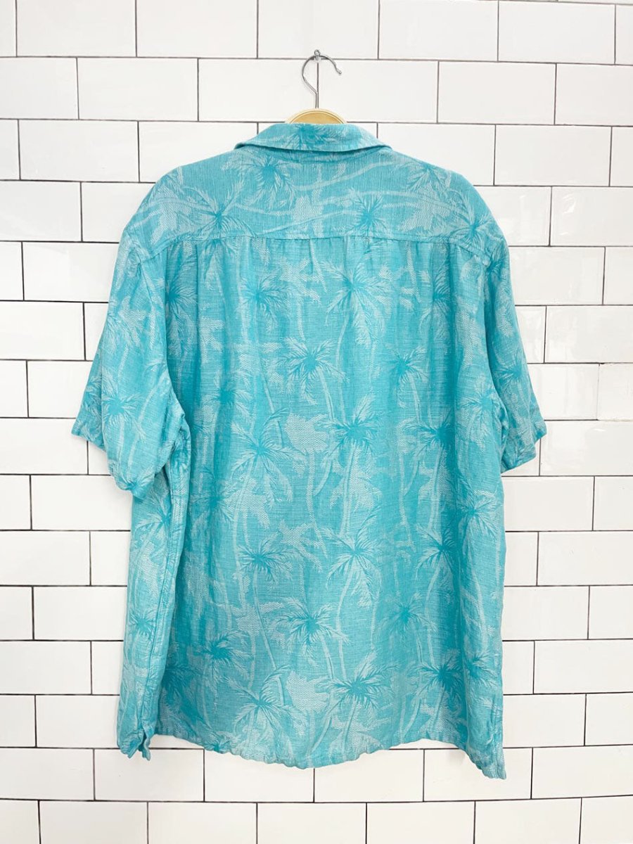 tasso ella island silk-linen full button resort shirt - good market thrift store