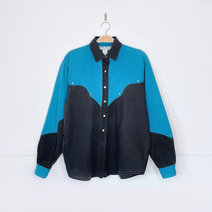 vintage 90s adobe rose western two-tone shirt