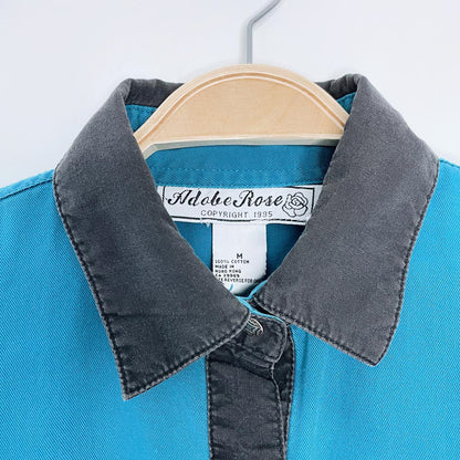 vintage 90s adobe rose western two-tone shirt