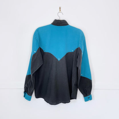 vintage 90s adobe rose western two-tone shirt