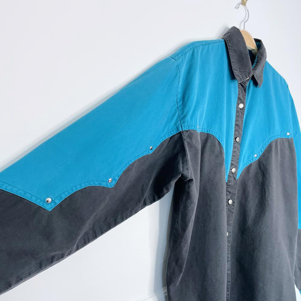 vintage 90s adobe rose western two-tone shirt
