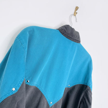 vintage 90s adobe rose western two-tone shirt