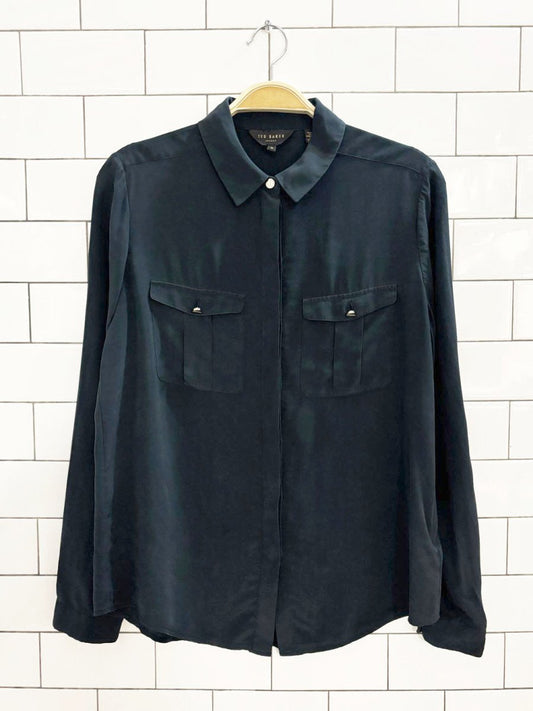 ted baker 100% silk button down blouse - good market thrift store