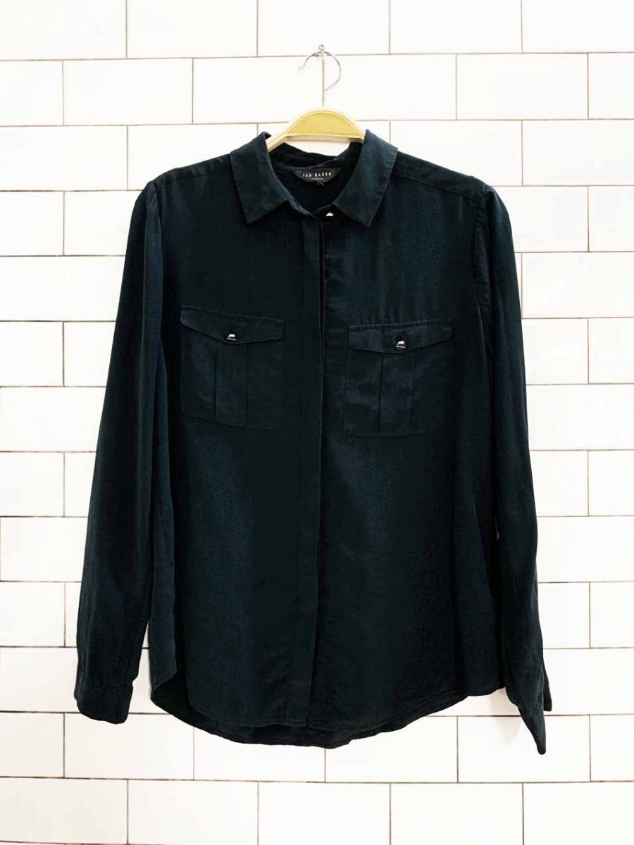 ted baker 100% silk full button blouse - good market thrift store