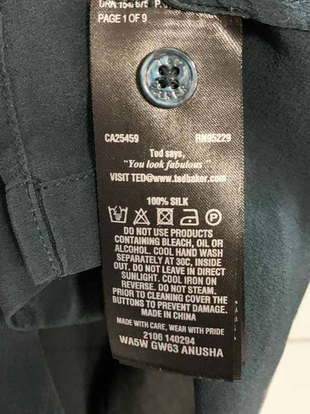 ted baker 100% silk full button blouse - good market thrift store