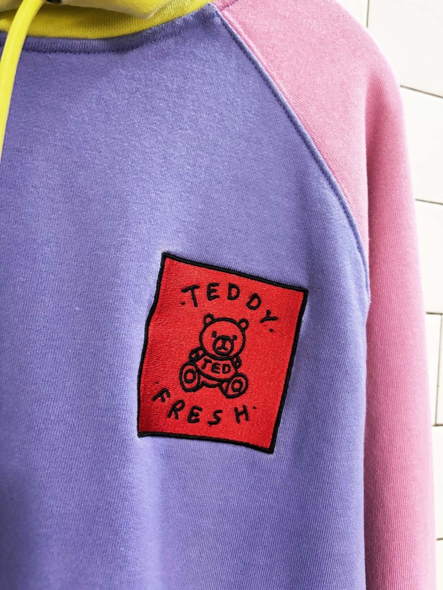 teddy fresh pastel color block hoodie sweatshirt - good market thrift store
