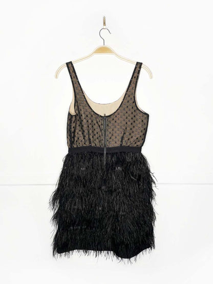 temperance ostrich feather skirt cocktail mini dress - good market thrift store