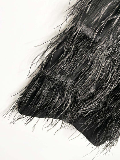 temperance ostrich feather skirt cocktail mini dress - good market thrift store