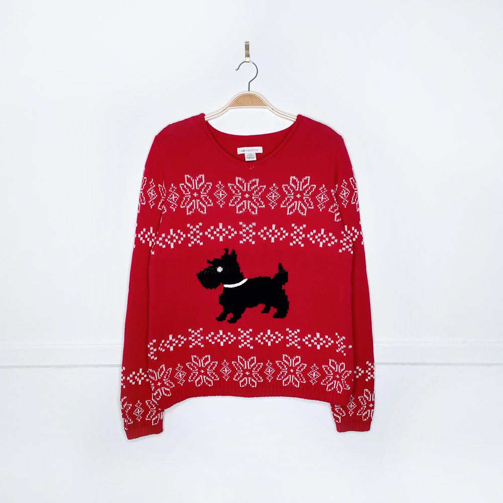 vintage liz claiborne holiday scottish terrier knit