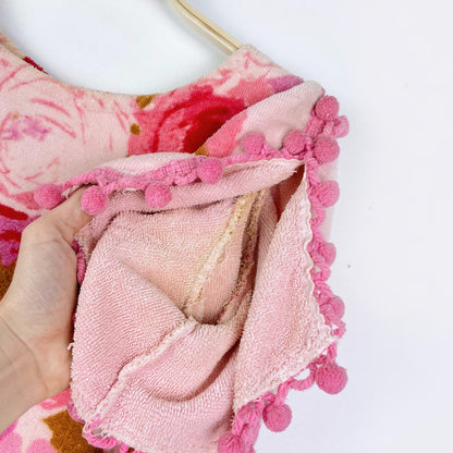 vintage 60s floral terry pom fringe beach dress