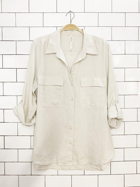 the group babaton 2026 100% linen full button utility shirt | aritzia - good market thrift store