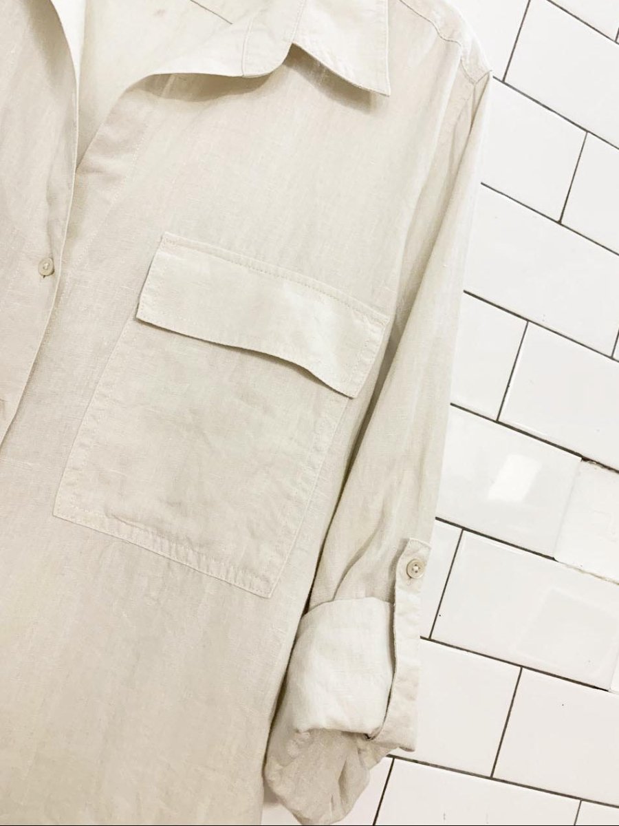 the group babaton 2026 100% linen full button utility shirt | aritzia - good market thrift store