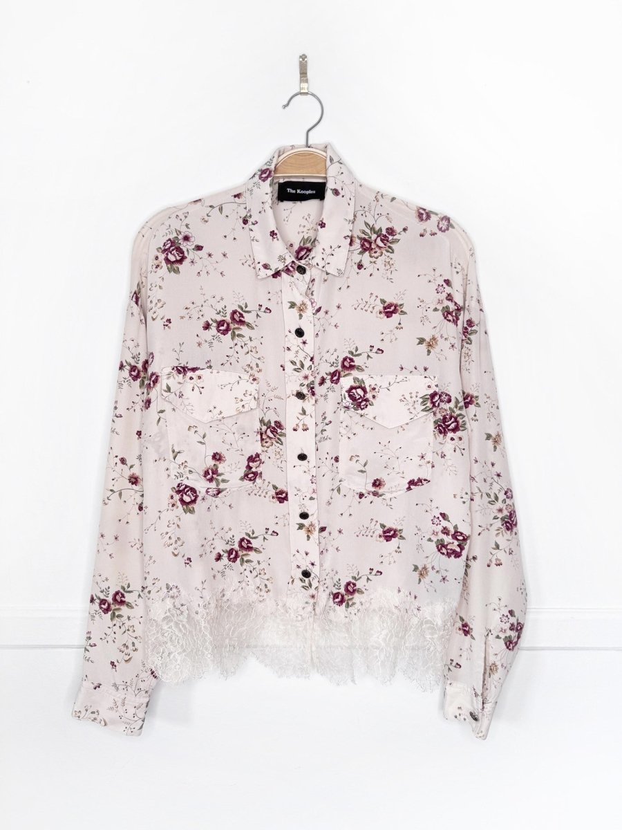 the kooples 100% silk lace trim floral blouse - good market thrift store