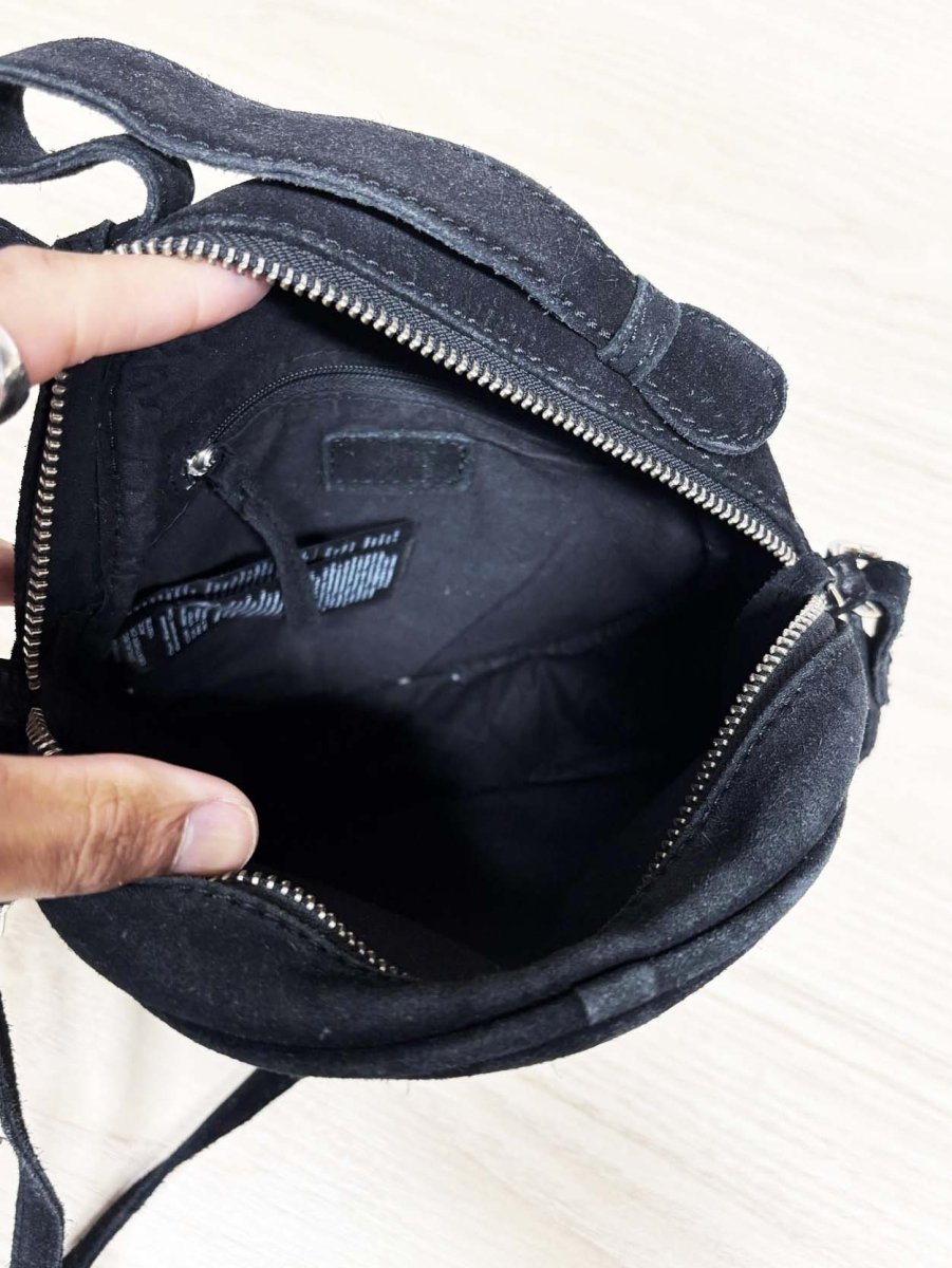 the only suede round crossbody bag - good market thrift store