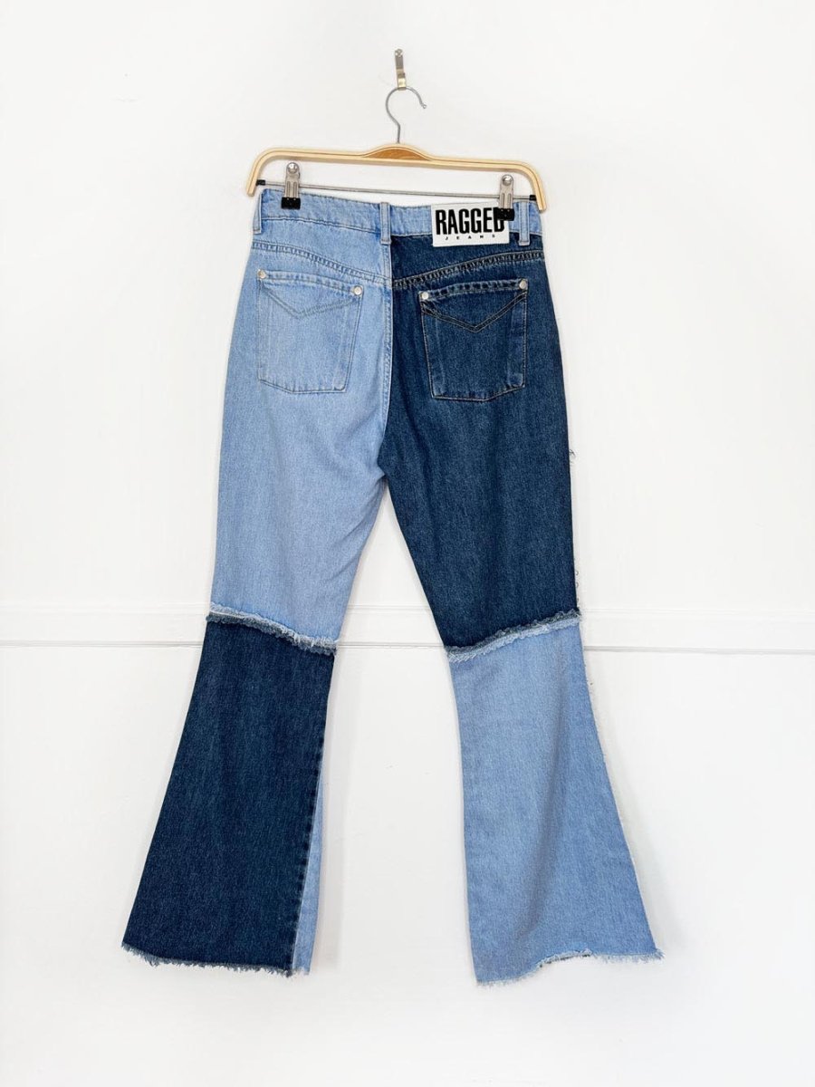 the ragged priest patchwork denim flare jeans - good market thrift store