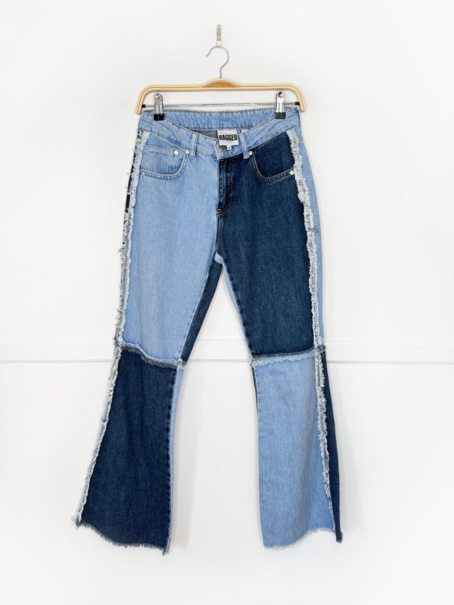 the ragged priest patchwork denim flare jeans - good market thrift store