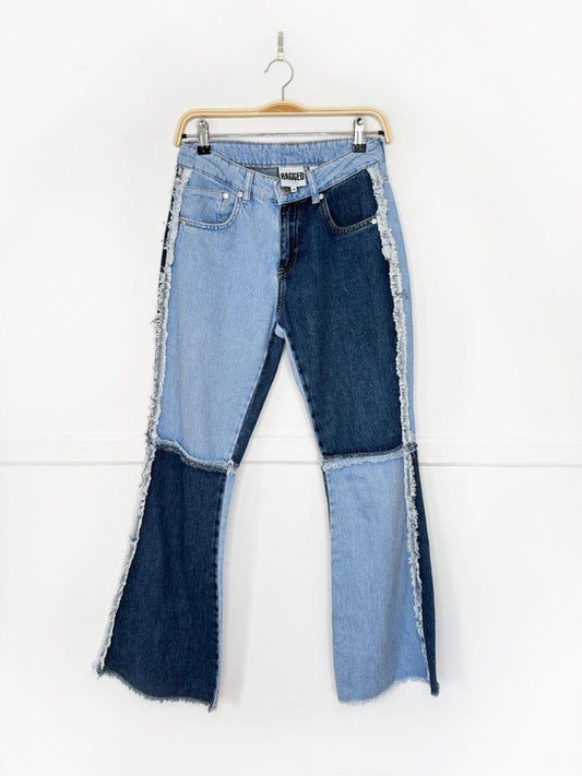 the ragged priest patchwork denim flare jeans - good market thrift store