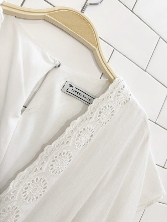 the tinsel rack boho eyelet lace trim romper - good market thrift store