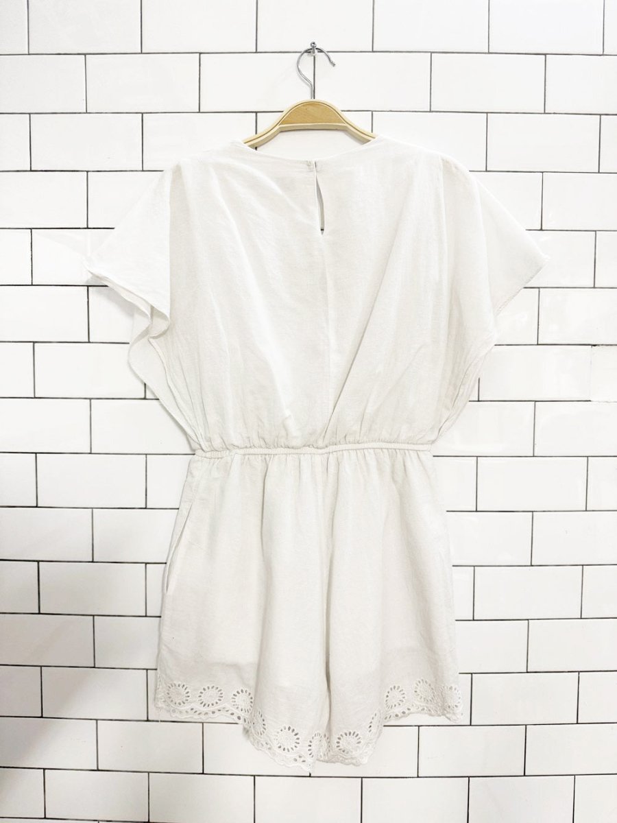 the tinsel rack boho eyelet lace trim romper - good market thrift store