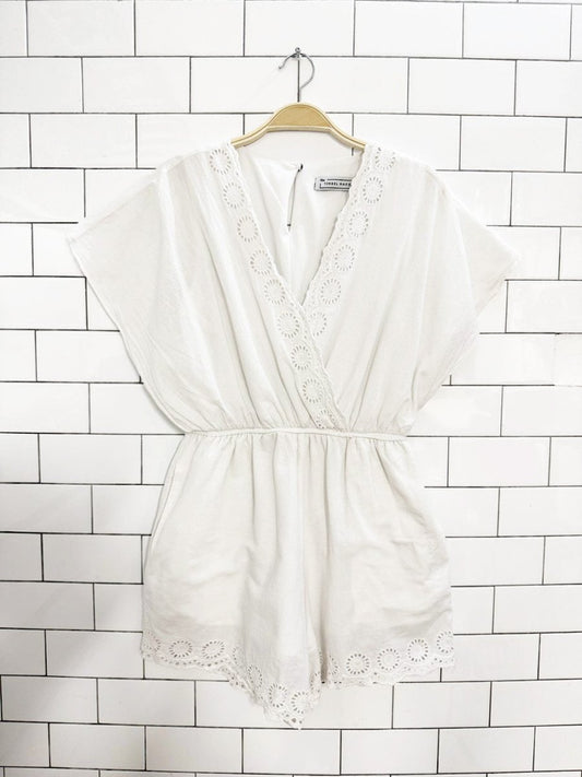 the tinsel rack boho eyelet lace trim romper - good market thrift store