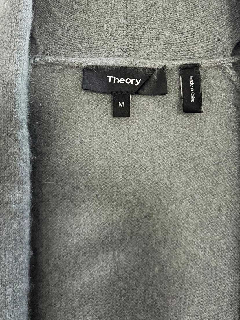 theory 100% cashmere floral embroidery open knit cardigan | rework - good market thrift store