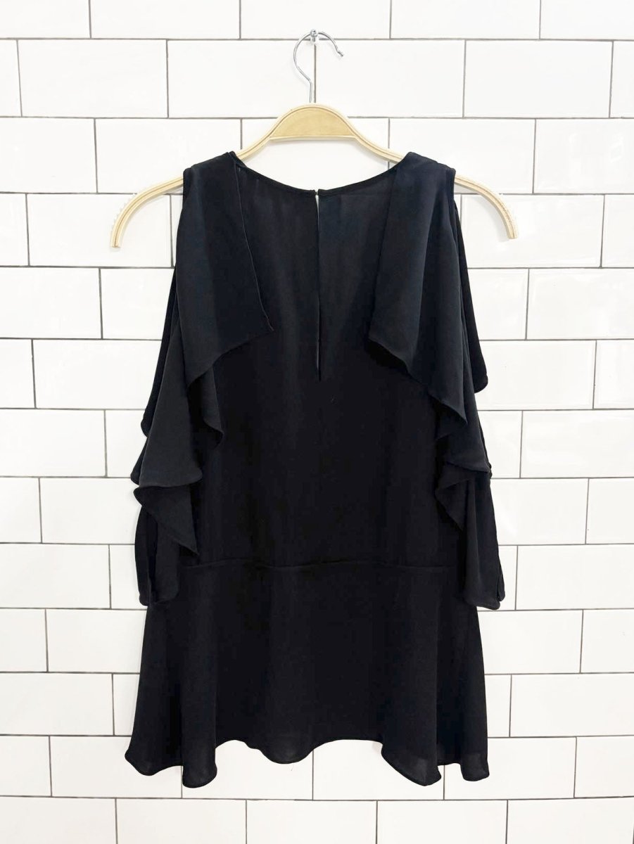 theory 100% silk flutter shoulder sleeveless blouse - good market thrift store