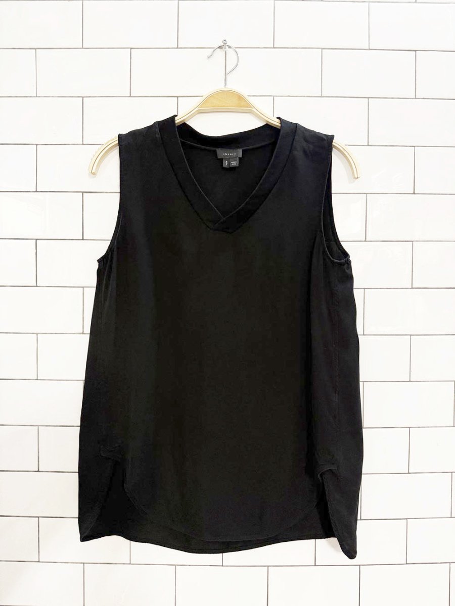 theory 100% silk sleeveless v - neck top - good market thrift store