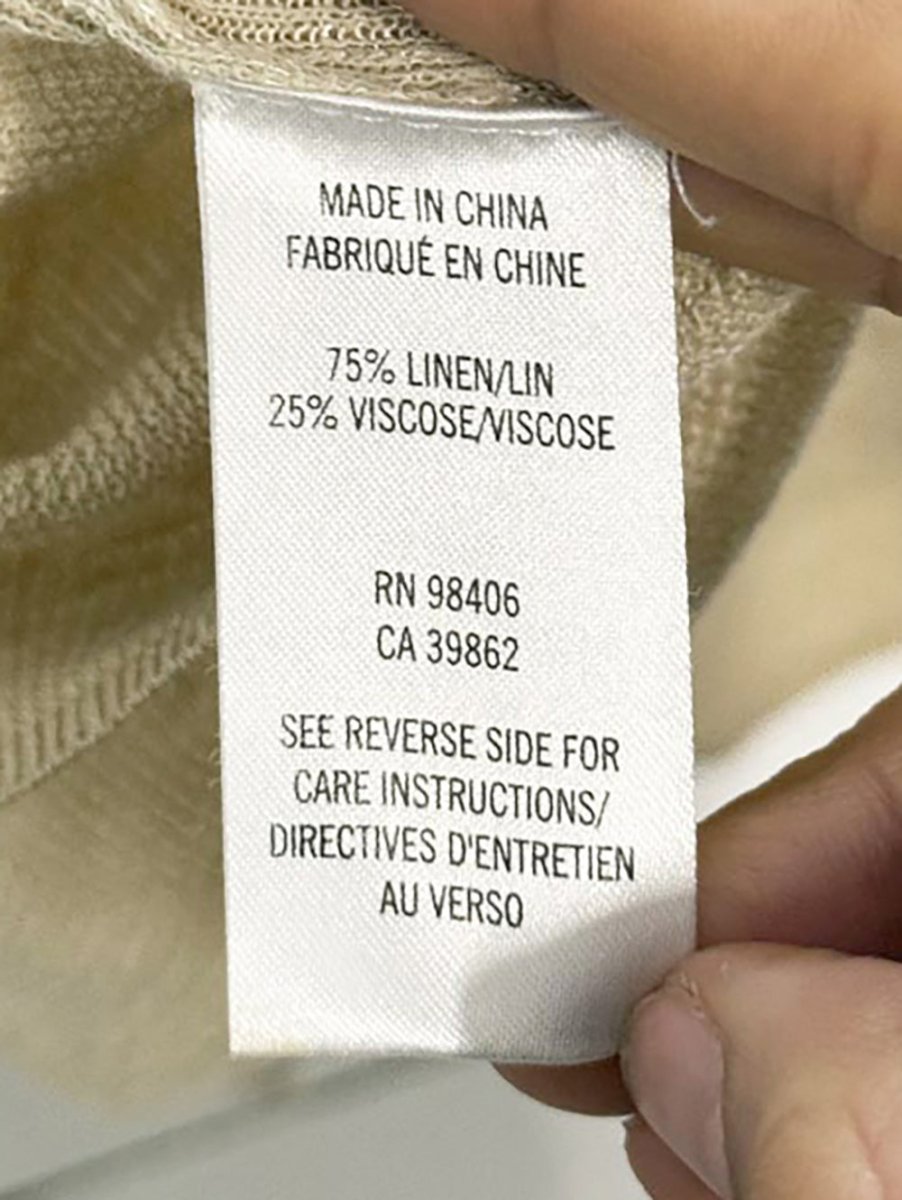 theory linen - blend long neck sheer knit top - good market thrift store