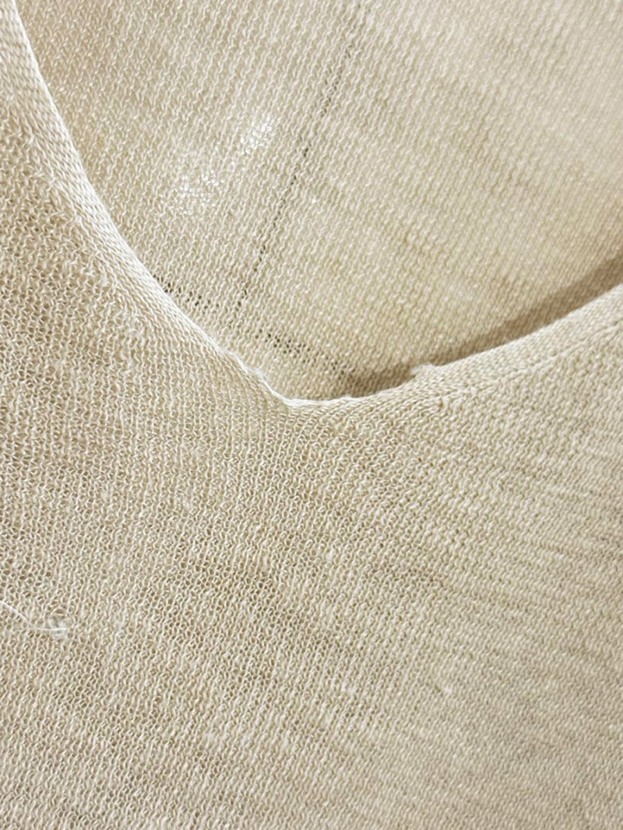 theory linen - blend long neck sheer knit top - good market thrift store