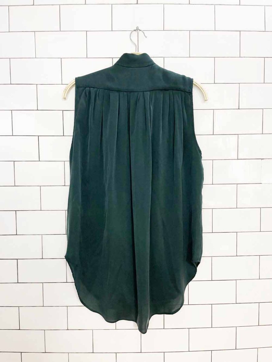 theyskens theory 100% silk pleated sleeveless blouse - good market thrift store