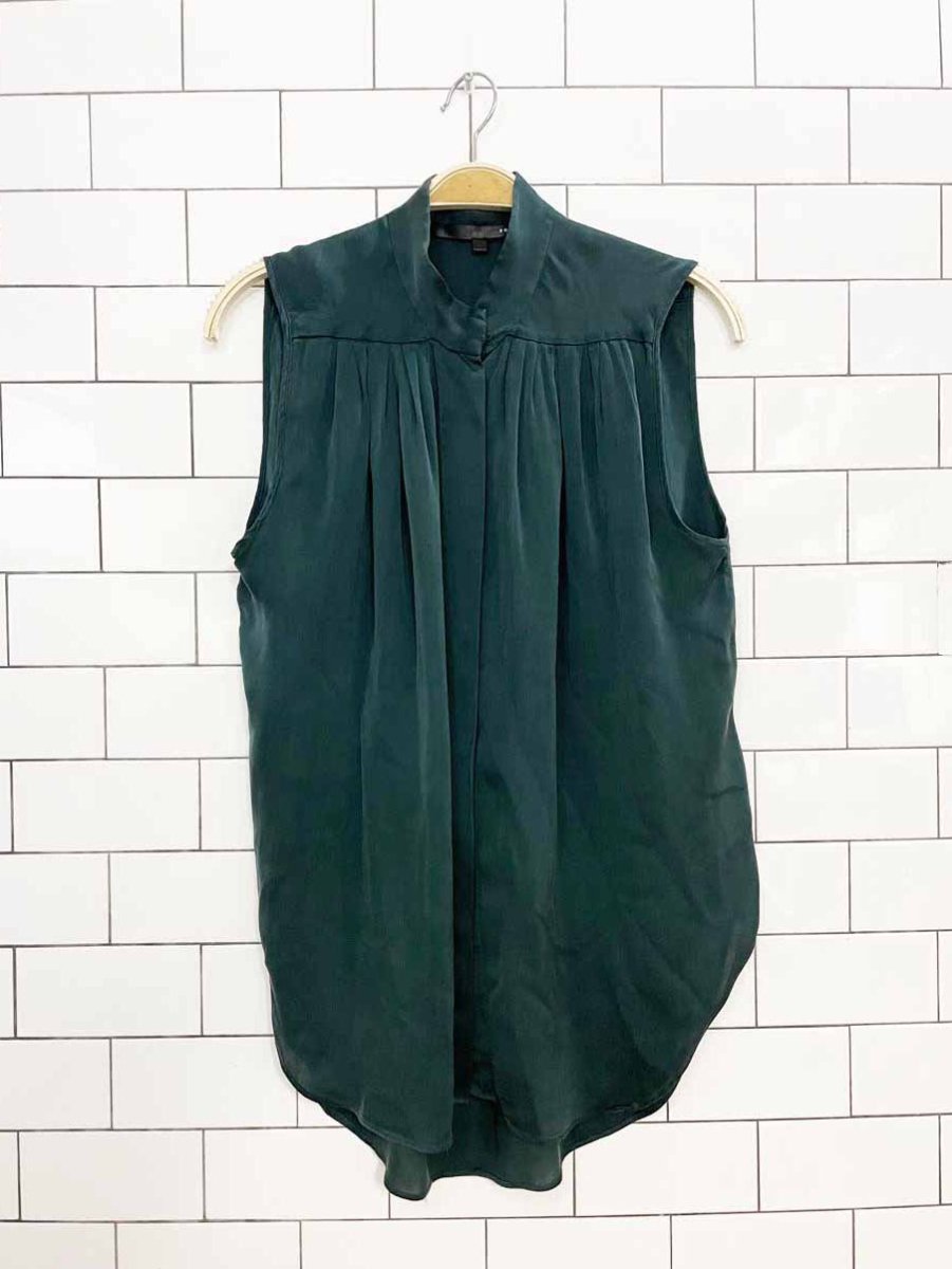 theyskens theory 100% silk pleated sleeveless blouse - good market thrift store