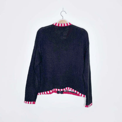 vintage tiara three santas embellished knit cardi - size large