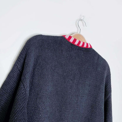 vintage tiara three santas embellished knit cardi - size large