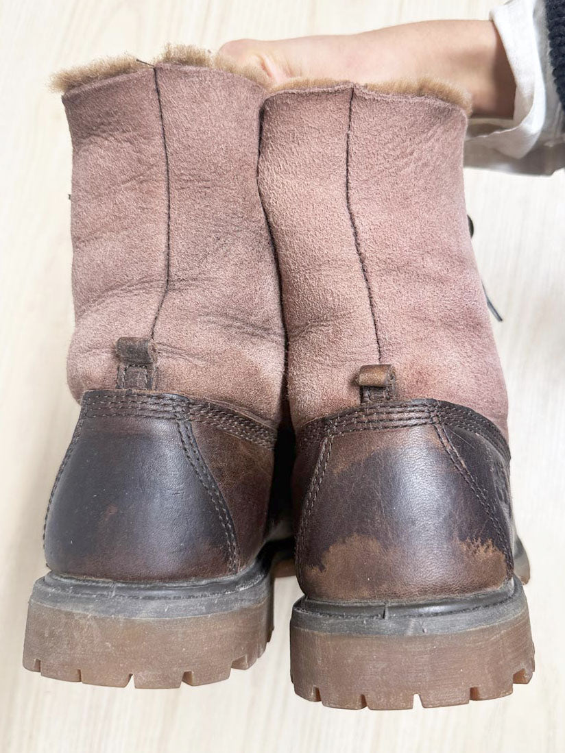 timberland shearling fold down lace up waterproof boots - good market thrift store