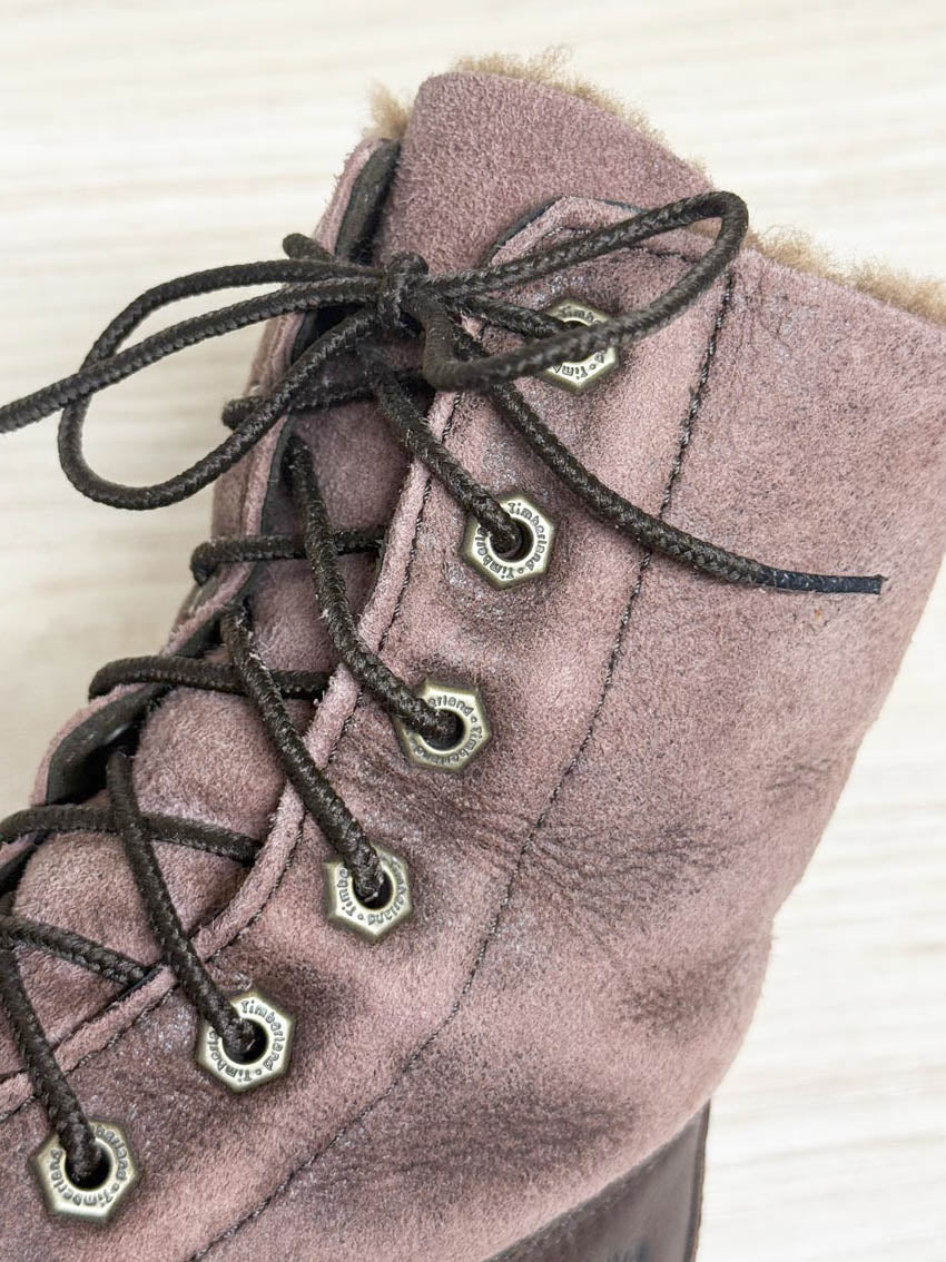 timberland shearling fold down lace up waterproof boots - good market thrift store