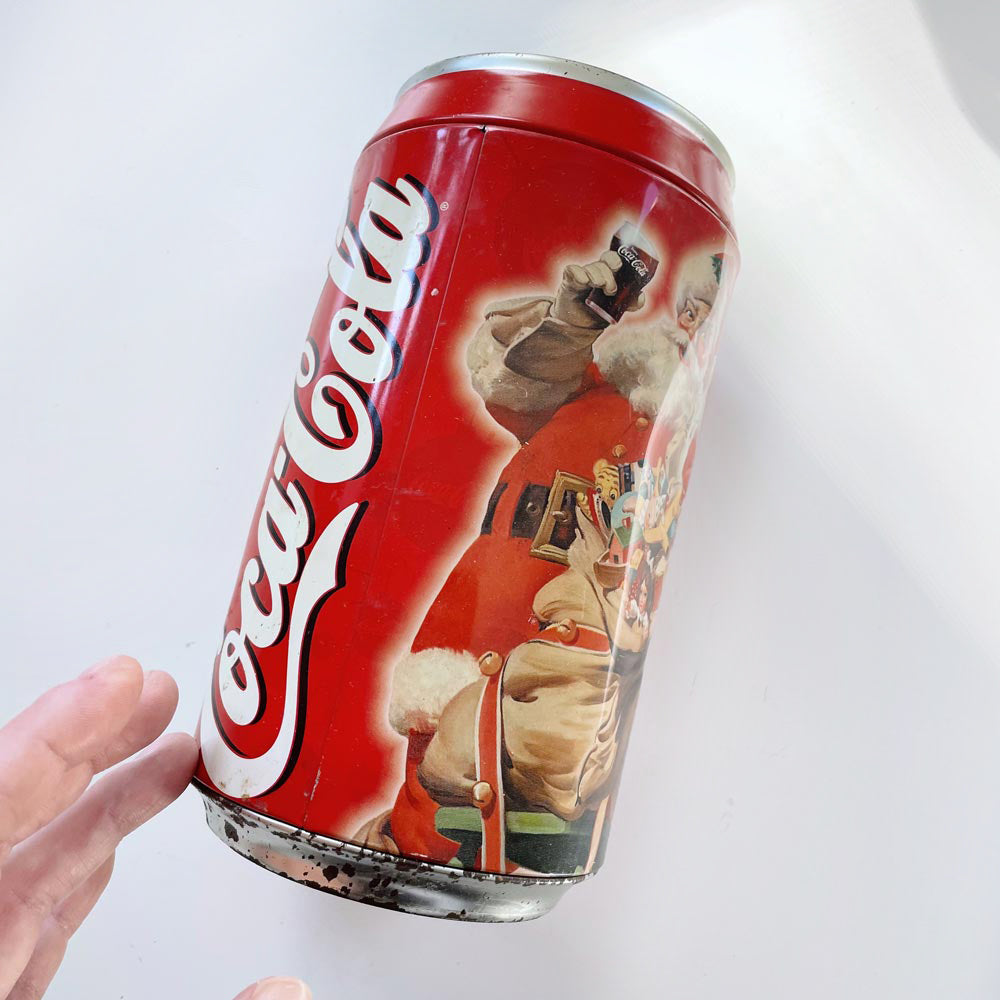 vintage coca cola christmas santa tin piggy bank