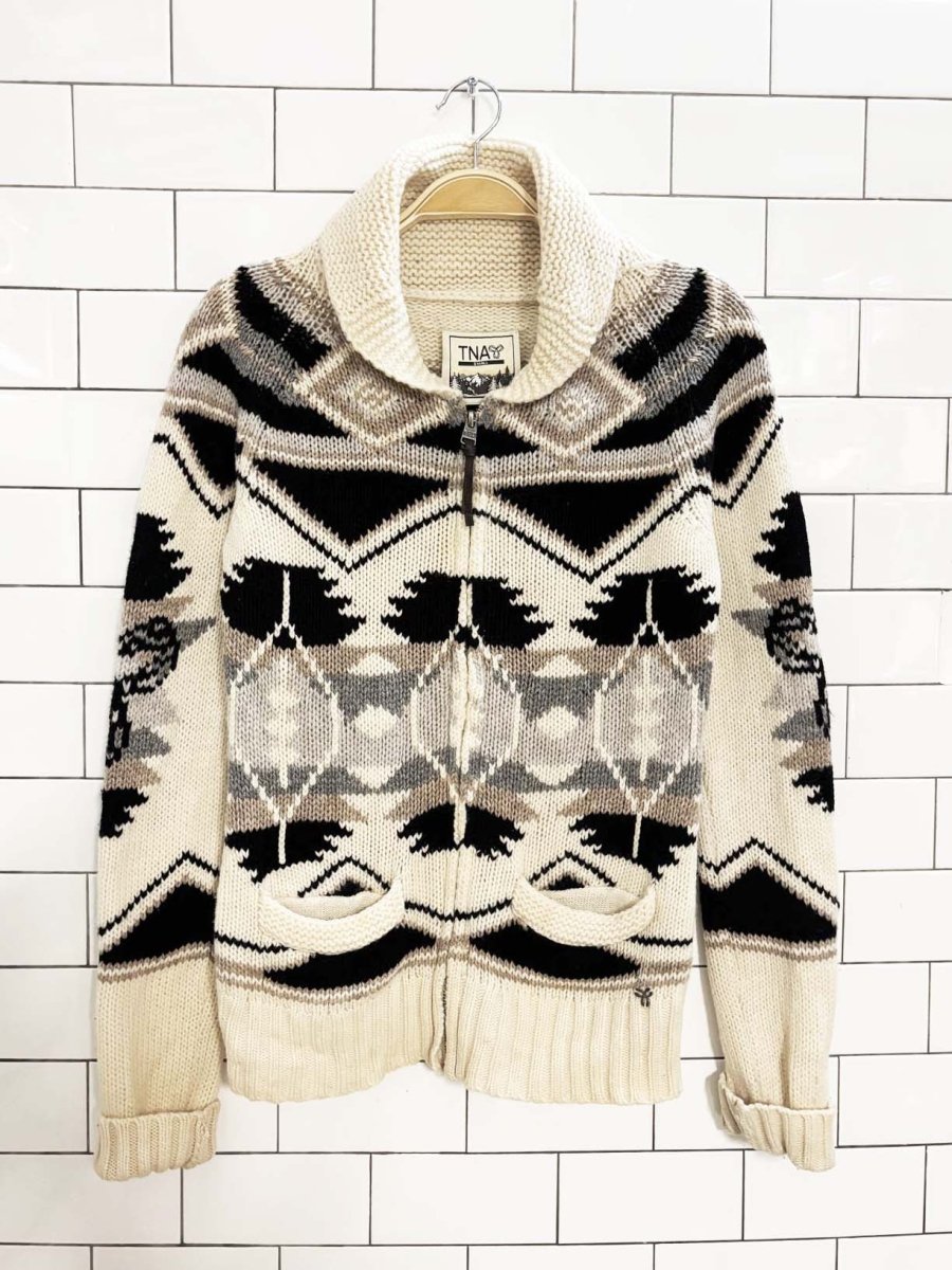 tna 100% lambswool chunky knit cowichan sweater | aritzia - good market thrift store