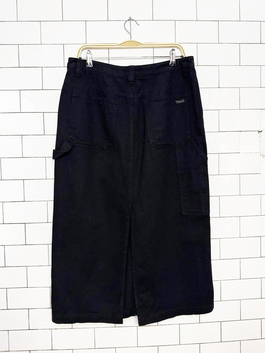 tna greenwich twill carpenter midi skirt | aritzia - good market thrift store