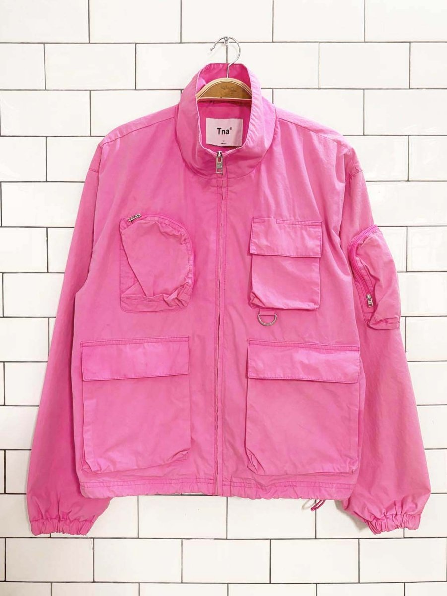 tna highlighter pink cargo bomber jacket | aritzia - good market thrift store