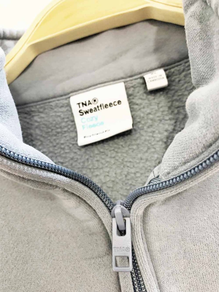 tna sweatfleece cozy fleece boyfriend fit half zip sweatshirt | aritzia - good market thrift store