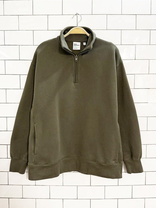 tna sweatfleece cozy fleece boyfriend fit half zip sweatshirt | aritzia - good market thrift store