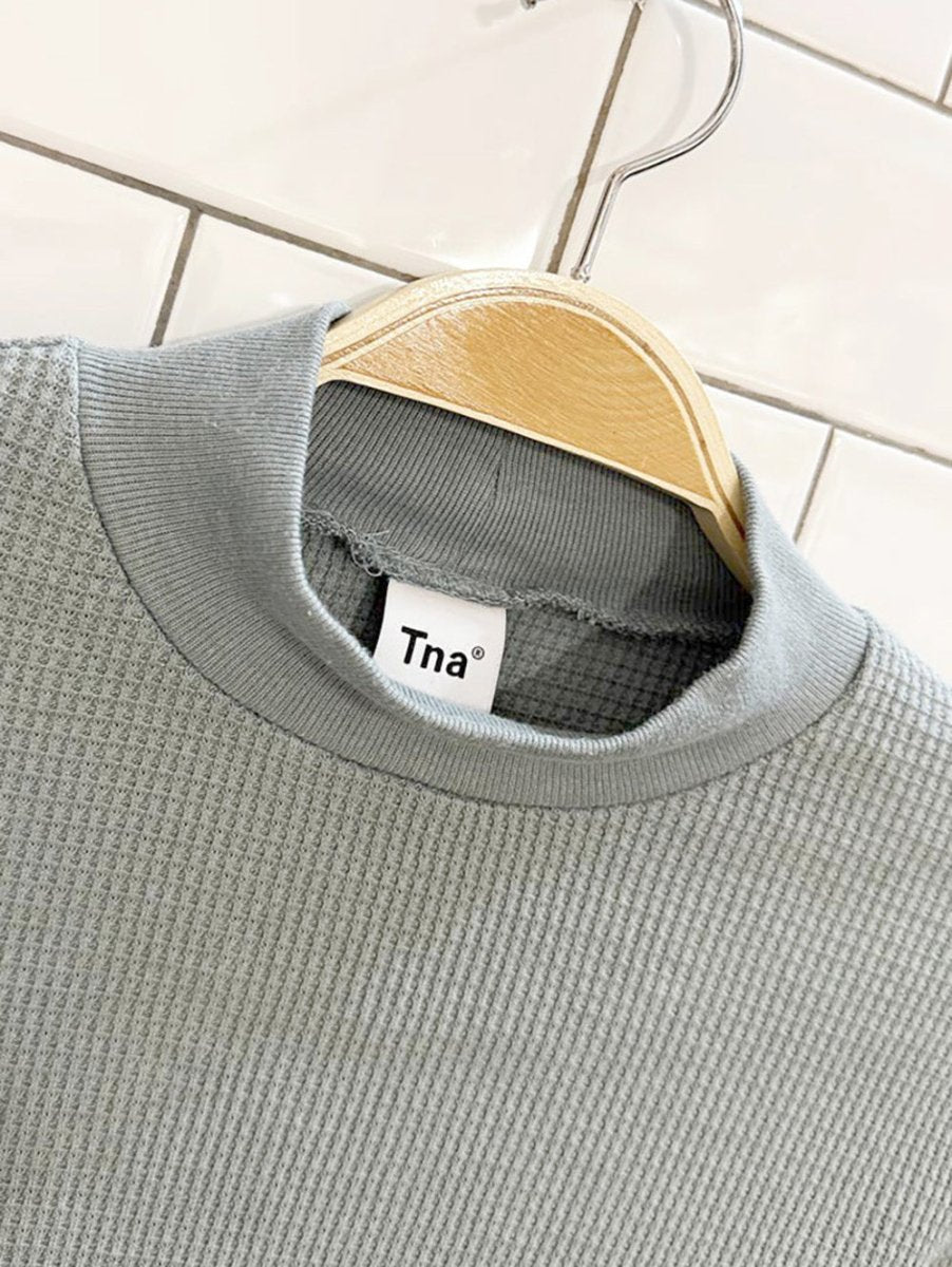 tna waffle high neck cropped shirt | aritzia - good market thrift store
