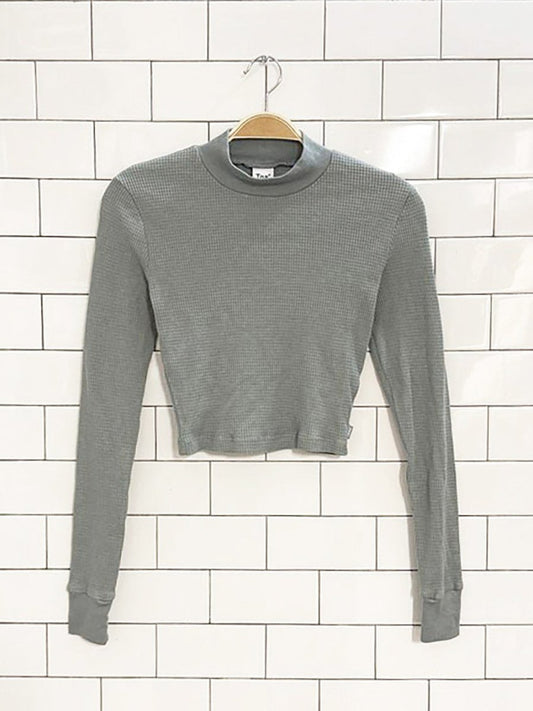 tna waffle high neck cropped shirt | aritzia - good market thrift store