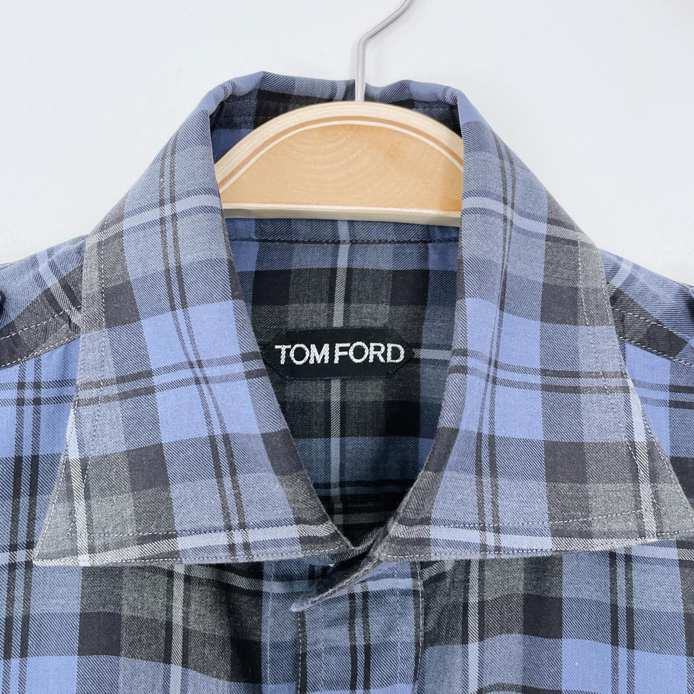 tom ford plaid epaulette utility shirt
