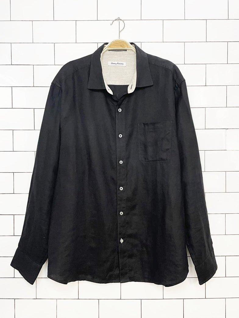 tommy bahama 100% linen island life full-button shirt - good market thrift store