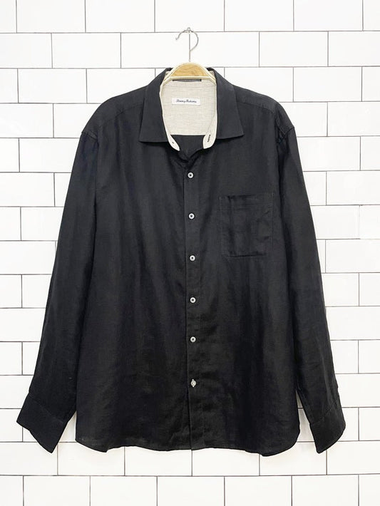 tommy bahama 100% linen island life full-button shirt - good market thrift store